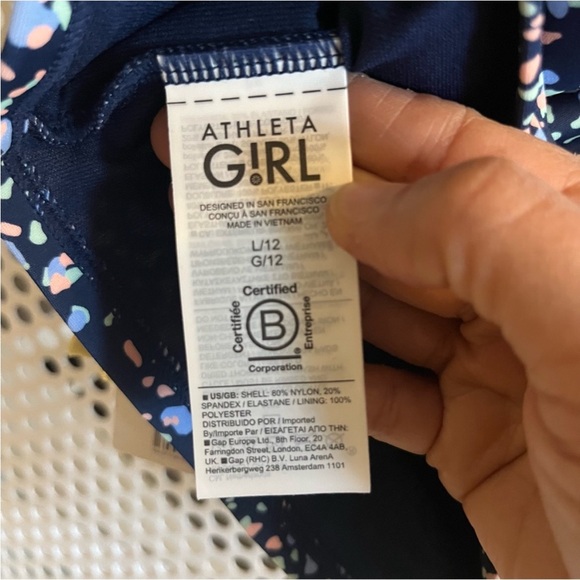 Athleta Girl Coast Cropped Tankini Size L/12 in Terrain Texriee Navy Swim NWT - Picture 9 of 9
